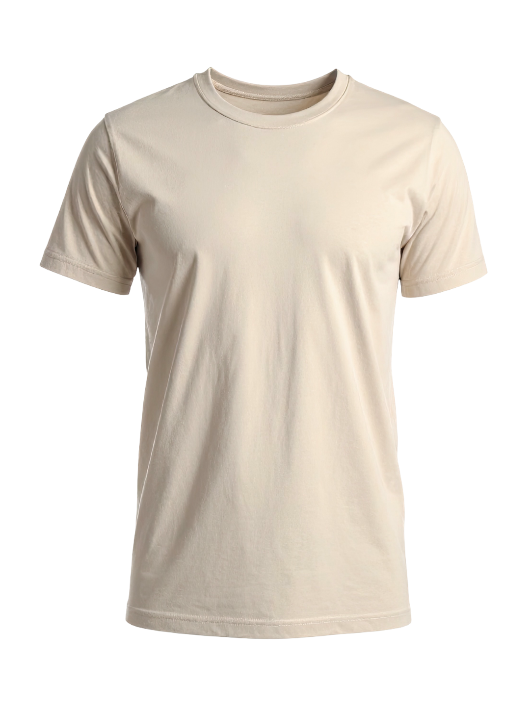 Men’s Minimalist Solid Crew Neck T-Shirt – Cream Beige