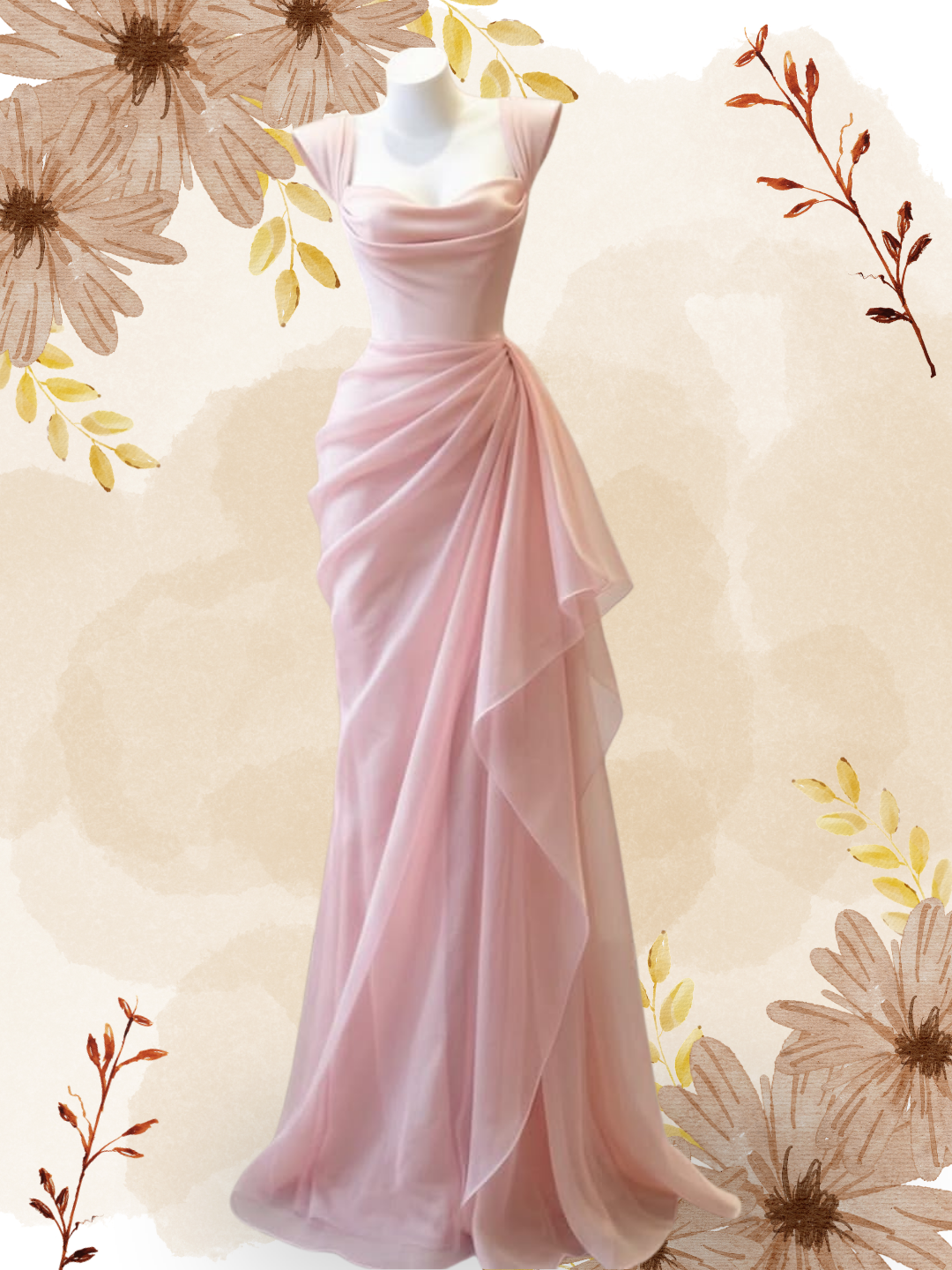 Baby Pink Draped Saree Gown